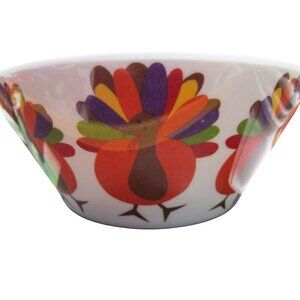 Crate & Barrel Colorful Turkey Melamine Shatterproof Bowl GUC